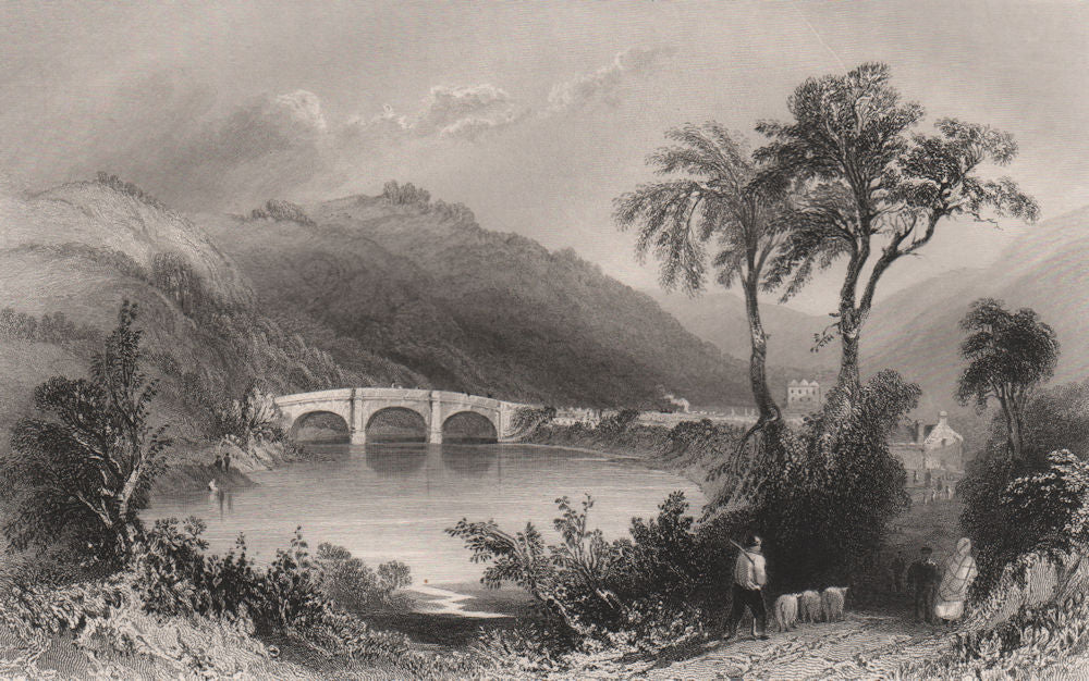 Auld Garth (Auldgirth) Bridge, Nithsdale. Scotland. BARTLETT c1840 old print